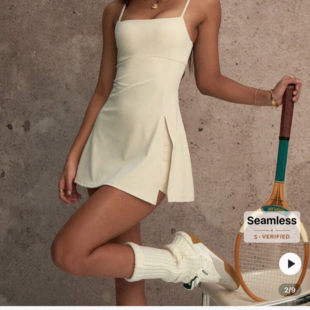Elegant Cream Spaghetti Strap Dress